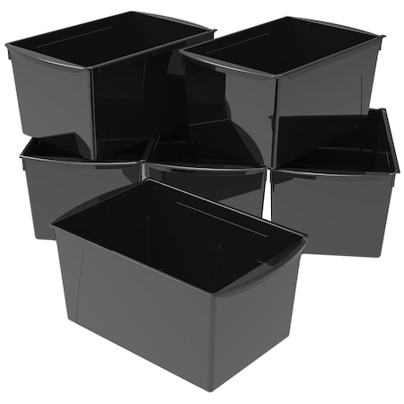 Storex Wide Book Bin, Black, 6PK 71130U06C